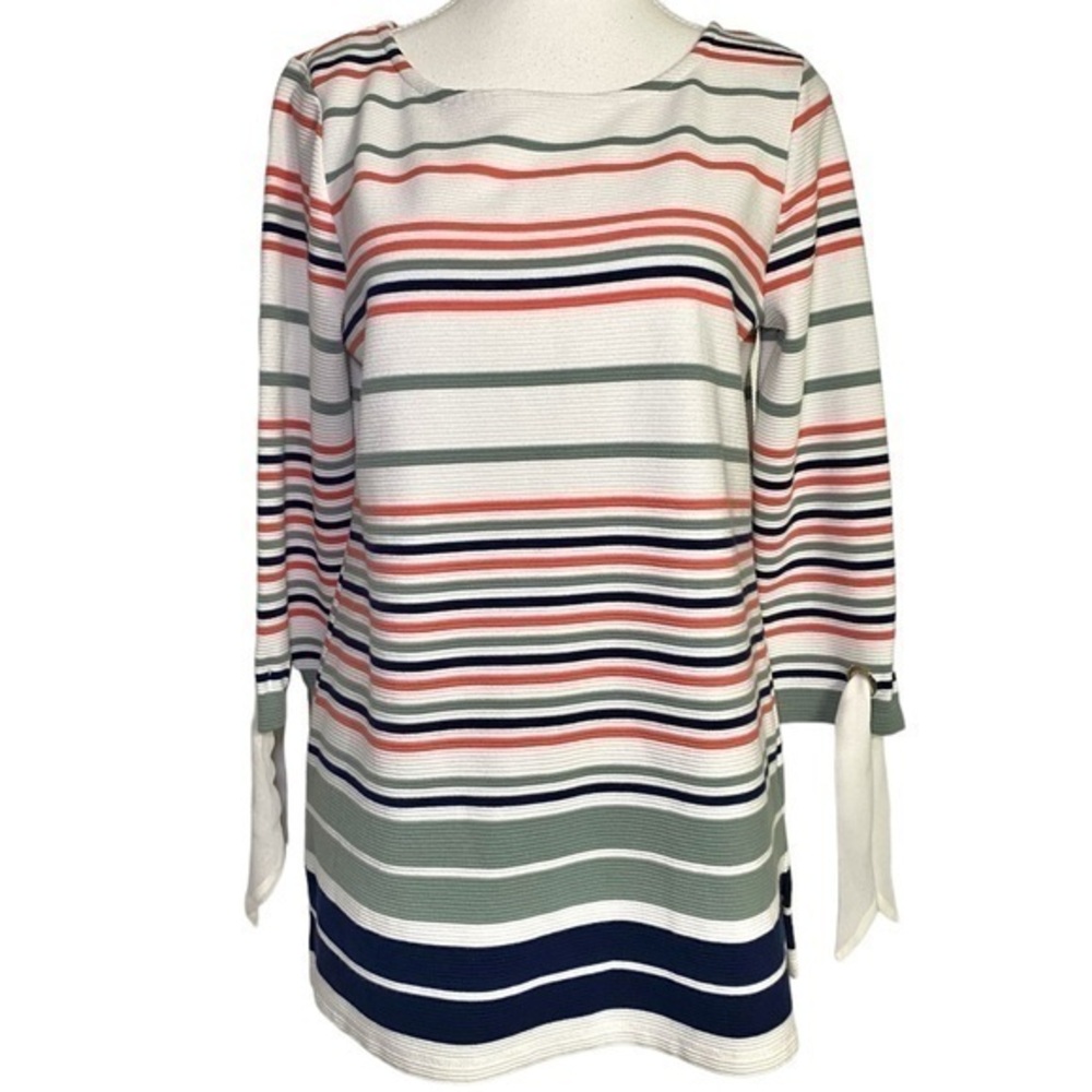 Charter Club Striped Tie-Sleeve Top
